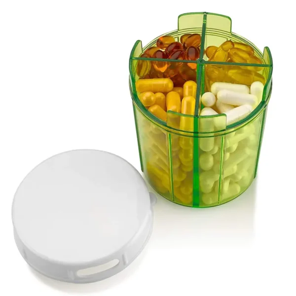 4 Compartment Pill Organizer with Rotating Lid (5)