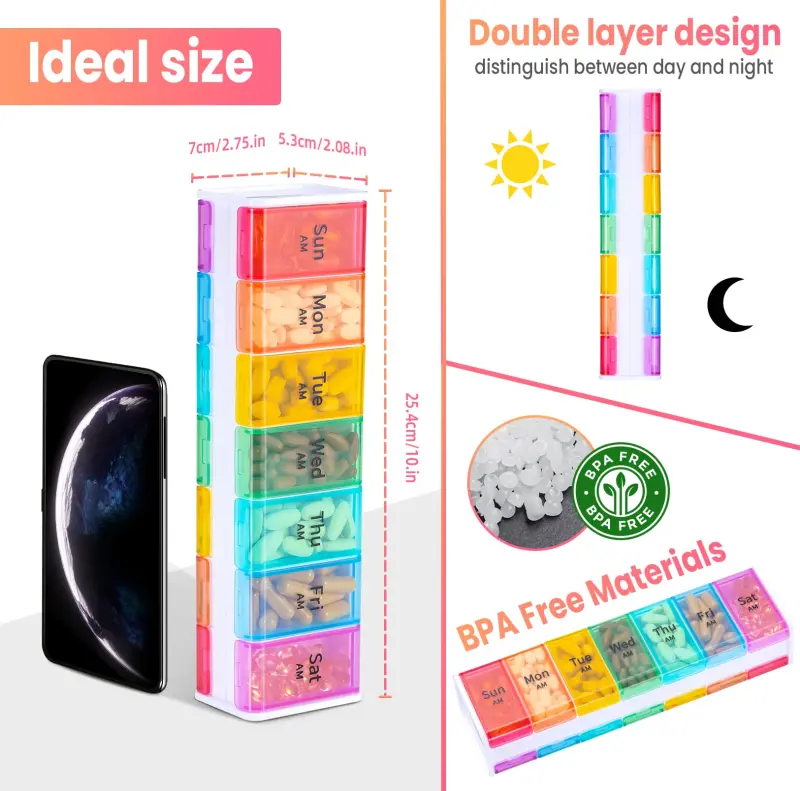 7 Day AM PM Weekly Pill Box with Double Layer Design (1)