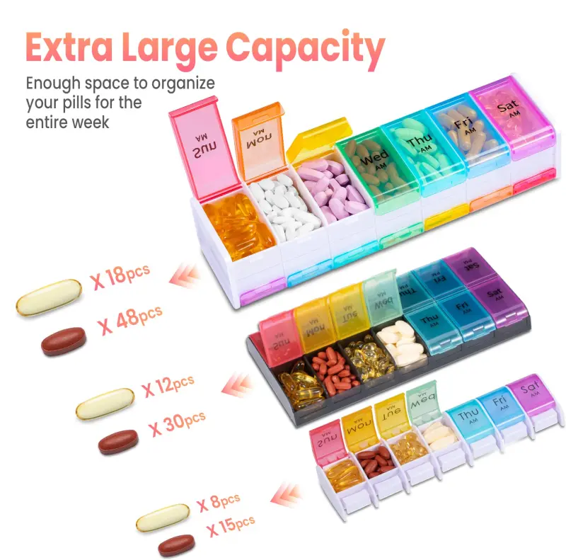 7 Day AM PM Weekly Pill Box with Double Layer Design (2)