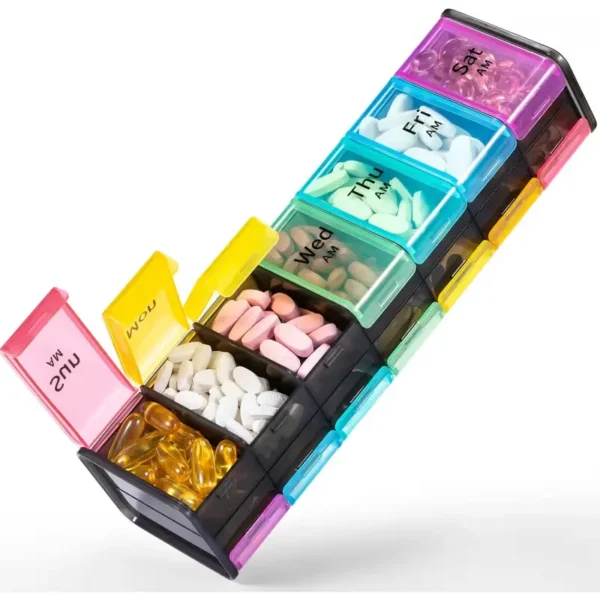 7 Day AM PM Weekly Pill Box with Double Layer Design (4)
