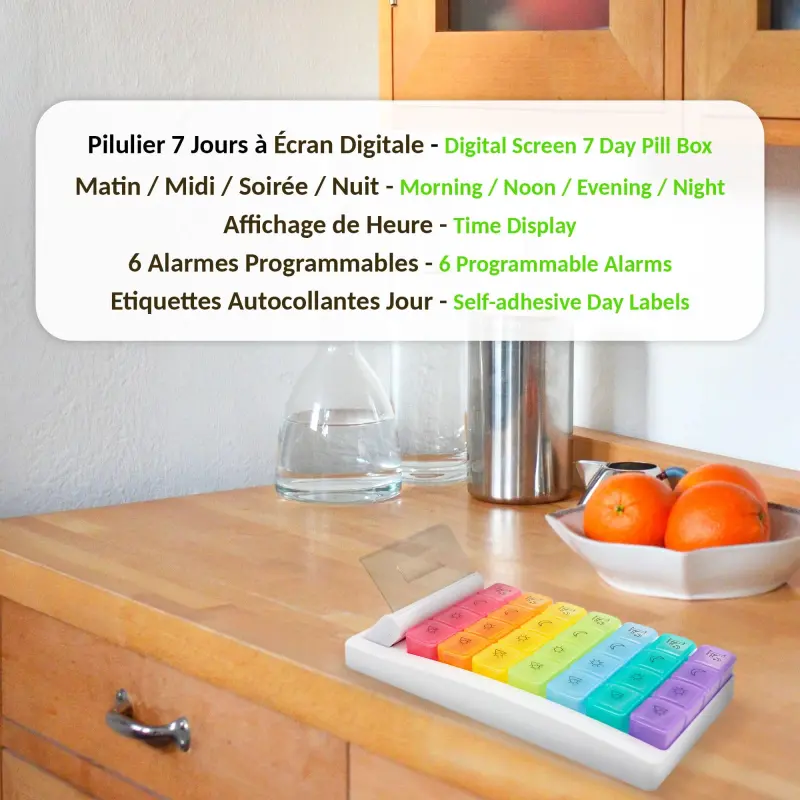 7 Day Pill Organizer with 4 Times a Day Compartments and Alarm (1)