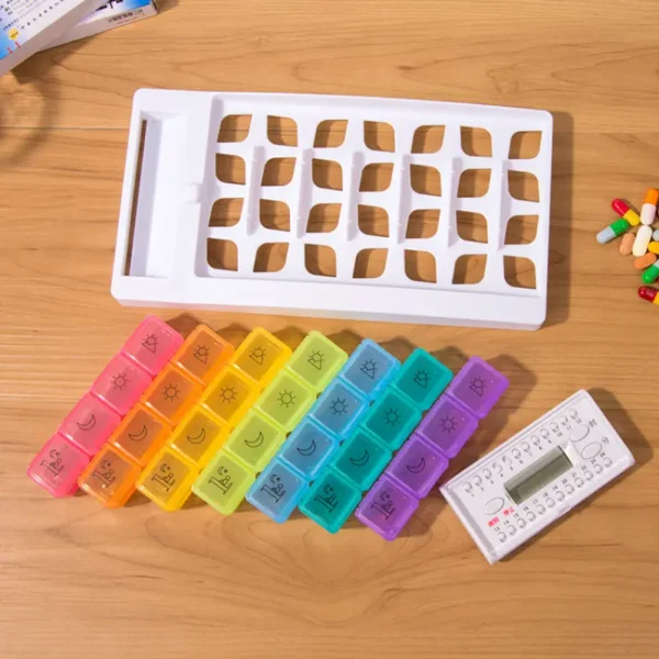 7 Day Pill Organizer with 4 Times a Day Compartments and Alarm (11)