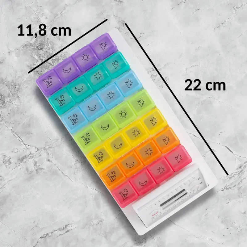 7 Day Pill Organizer with 4 Times a Day Compartments and Alarm (2)