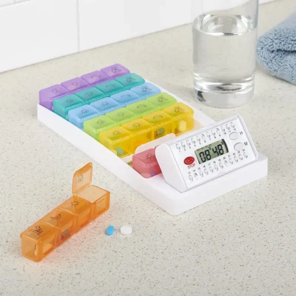 7 Day Pill Organizer with 4 Times a Day Compartments and Alarm (4)