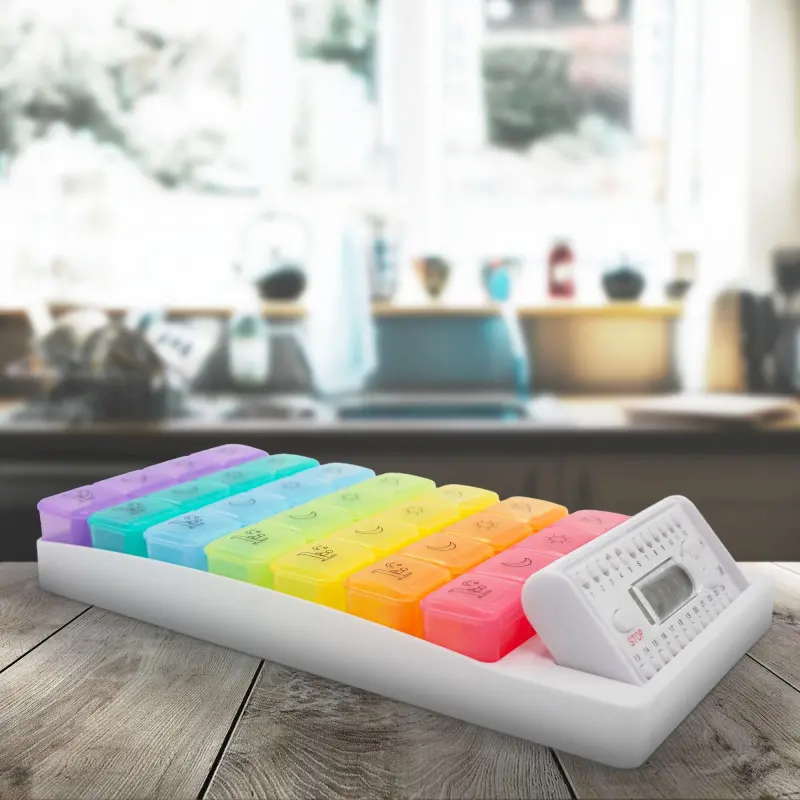 7 Day Pill Organizer with 4 Times a Day Compartments and Alarm (4)