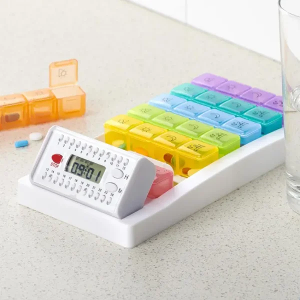 7 Day Pill Organizer with 4 Times a Day Compartments and Alarm (5)