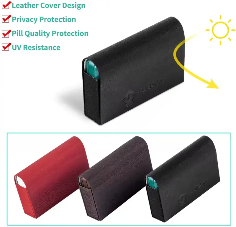 7 Day Pill Organizer with PU Leather Case BS1247J (1)