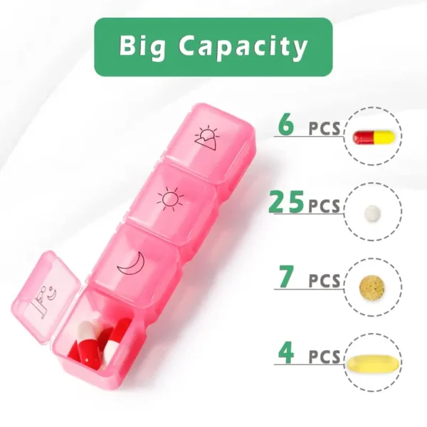 7 Day Pill Organizer – 4 Times a Day Weekly Medication Box (5)