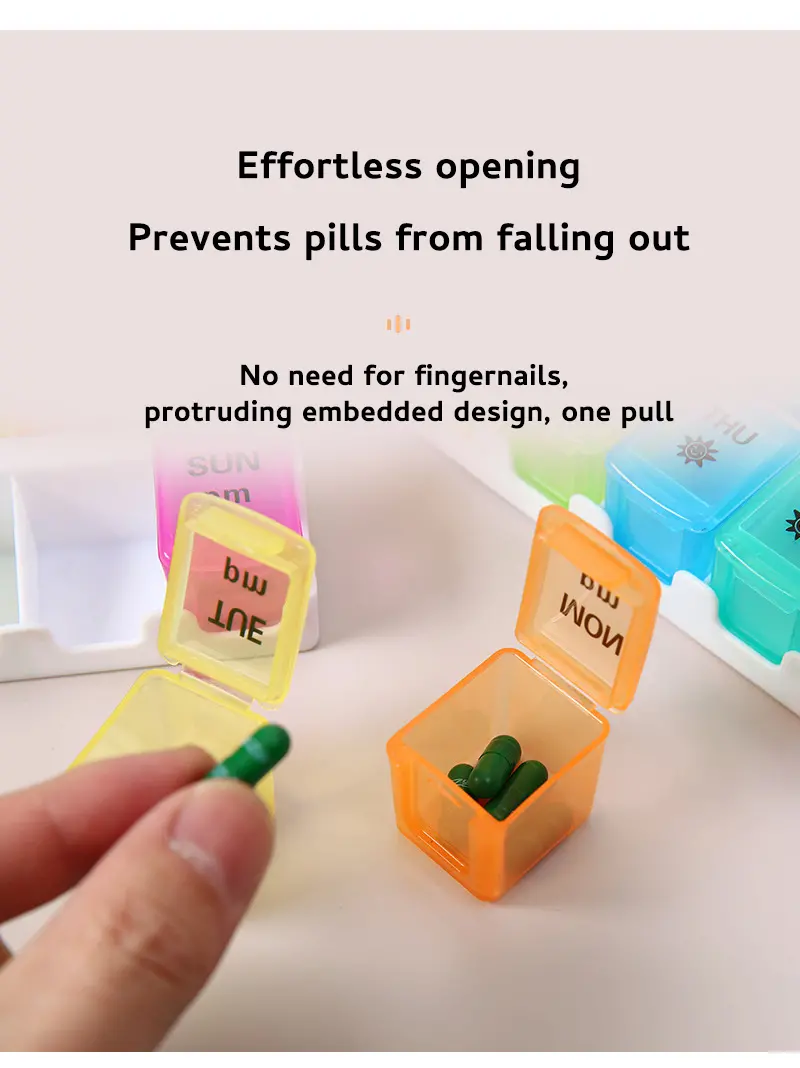 7 Day Removable Rainbow 14 compartment Pill Box – BS1312J (4)