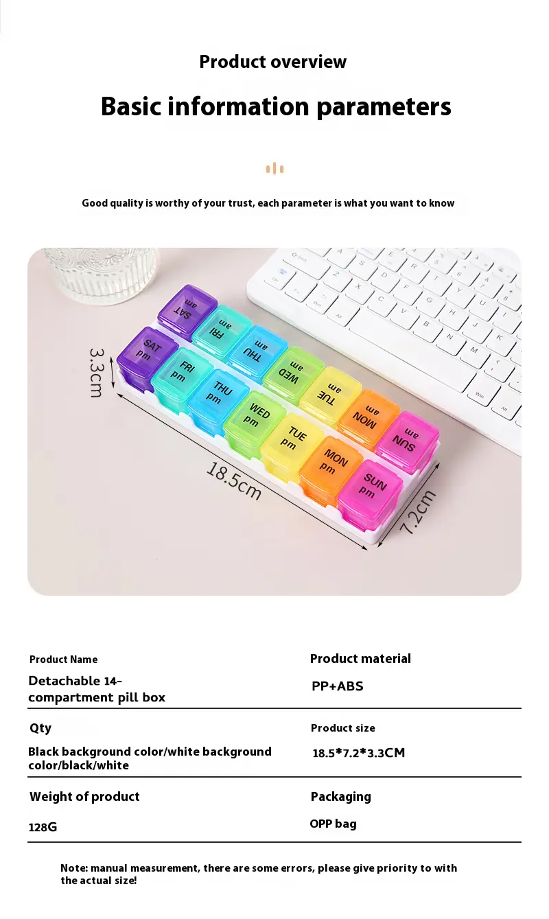 7 Day Removable Rainbow 14 compartment Pill Box – BS1312J (6)
