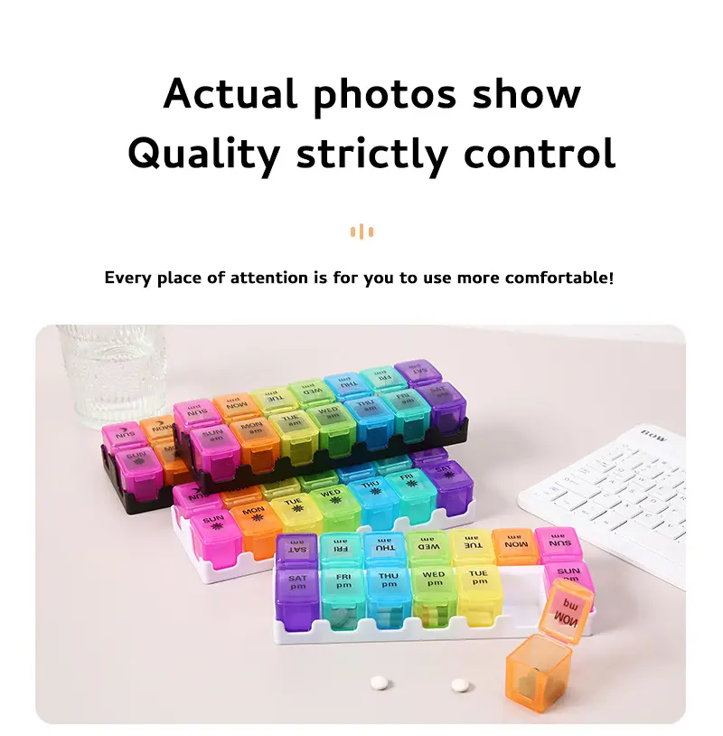 7 Day Removable Rainbow 14 compartment Pill Box – BS1312J (8)