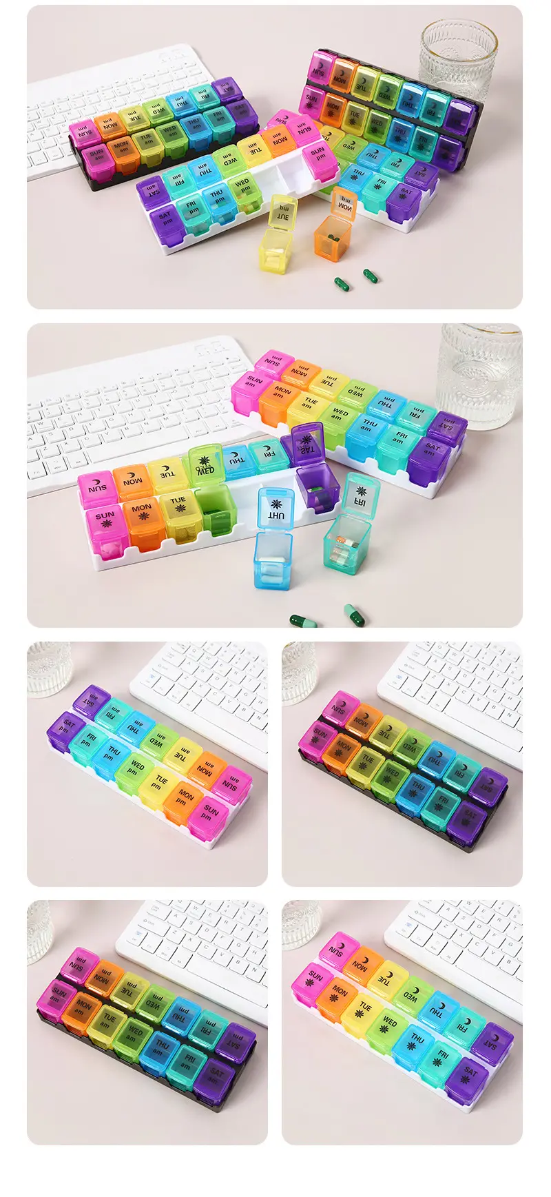 7 Day Removable Rainbow 14 compartment Pill Box – BS1312J (9)