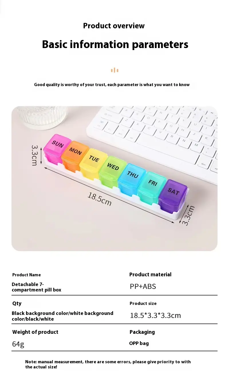 7 Day Removable Rainbow 7 compartment Pill Box – BS1311J (6)
