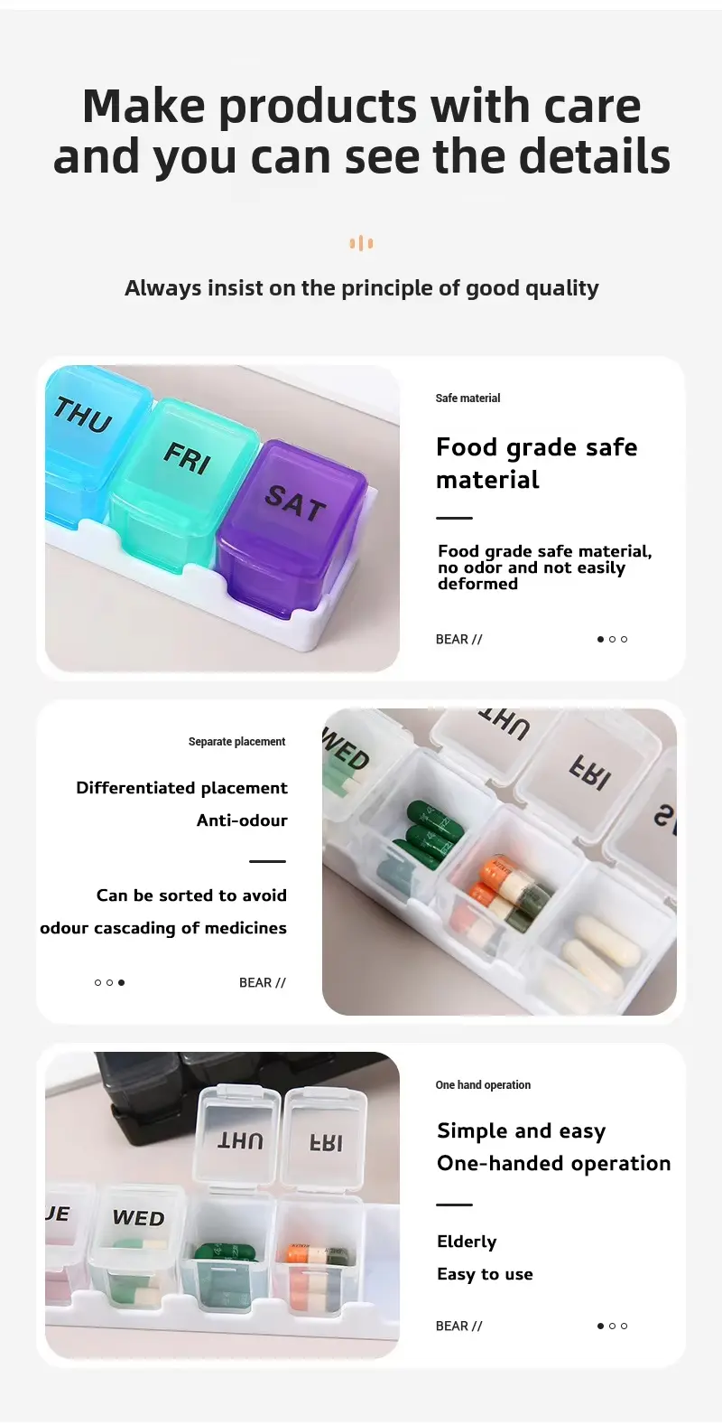 7 Day Removable Rainbow 7 compartment Pill Box – BS1311J (7)