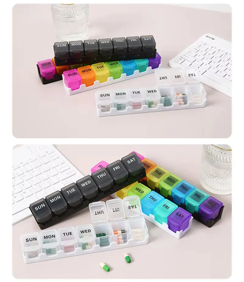 7 Day Removable Rainbow 7 compartment Pill Box – BS1311J (9)