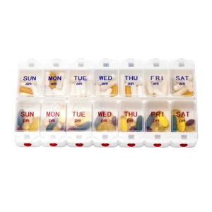 7 Day Weekly Pill AM PM Organizer Large Pill Case Pill Box for Pills Vitamin Supplements Medication (1)