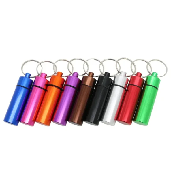 Aluminum Alloy Pill Box with Keychain (2)