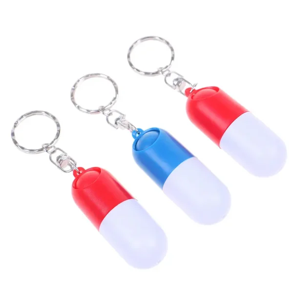 Capsule Shaped Portable Pill Box with Keyring (4)