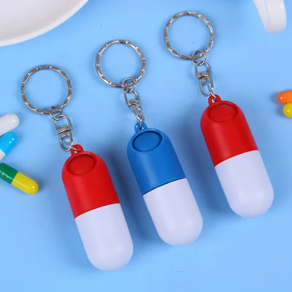 Capsule Shaped Portable Pill Box with Keyring (7)