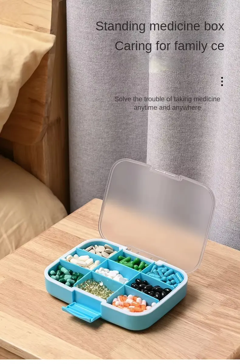 Extra Large 9 Compartment Travel Pill Organizer – Durable, Airtight, and Built for Long Term Storage (10)
