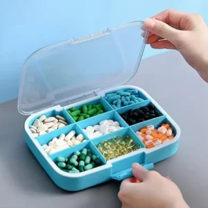 Extra Large 9 Compartment Travel Pill Organizer – Durable, Airtight, and Built for Long Term Storage (2)