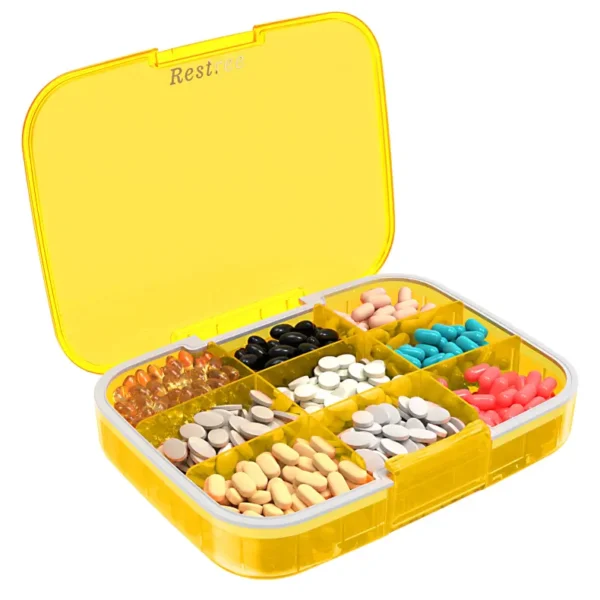 Extra Large 9 Compartment Travel Pill Organizer – Durable, Airtight, and Built for Long Term Storage (3)