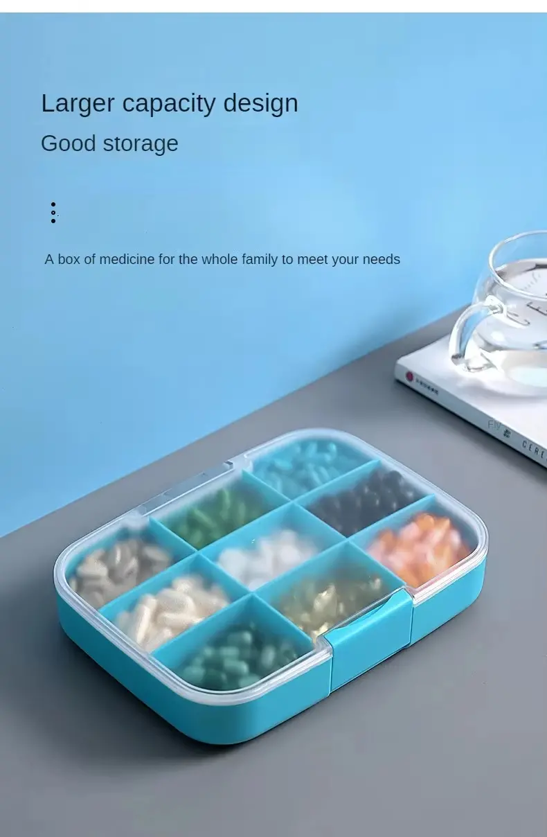 Extra Large 9 Compartment Travel Pill Organizer – Durable, Airtight, and Built for Long Term Storage (4)