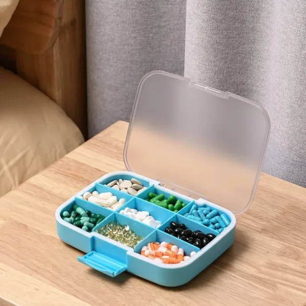 Extra Large 9 Compartment Travel Pill Organizer – Durable, Airtight, and Built for Long Term Storage (5)