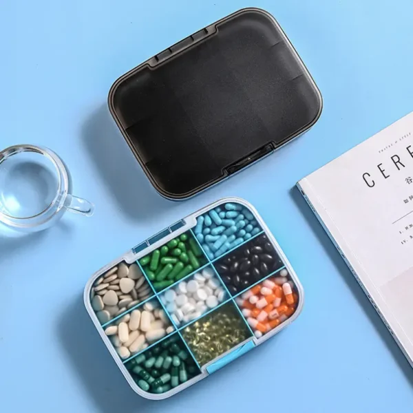 Extra Large 9 Compartment Travel Pill Organizer – Durable, Airtight, and Built for Long Term Storage (6)