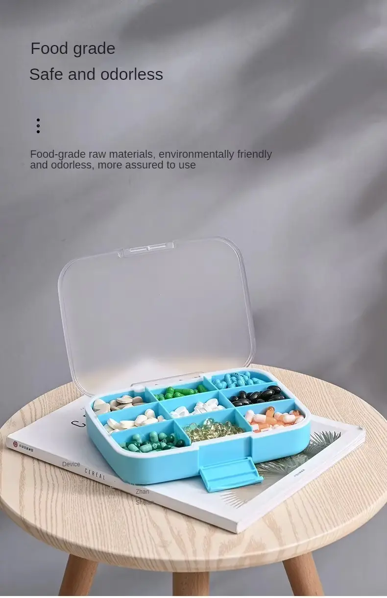 Extra Large 9 Compartment Travel Pill Organizer – Durable, Airtight, and Built for Long Term Storage (7)