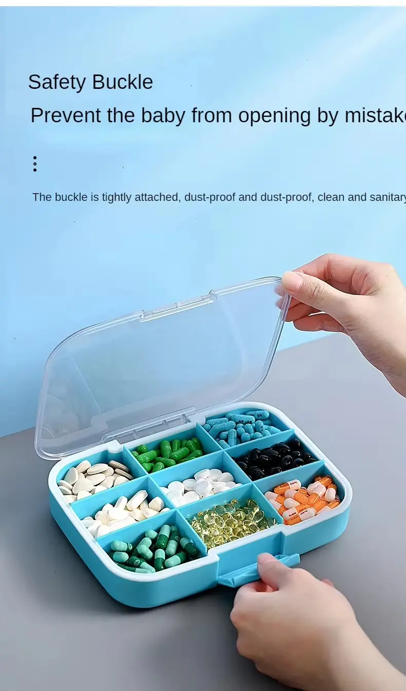 Extra Large 9 Compartment Travel Pill Organizer – Durable, Airtight, and Built for Long Term Storage (8)
