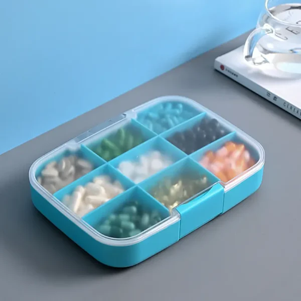 Extra Large 9 Compartment Travel Pill Organizer – Durable, Airtight, and Built for Long Term Storage (9)