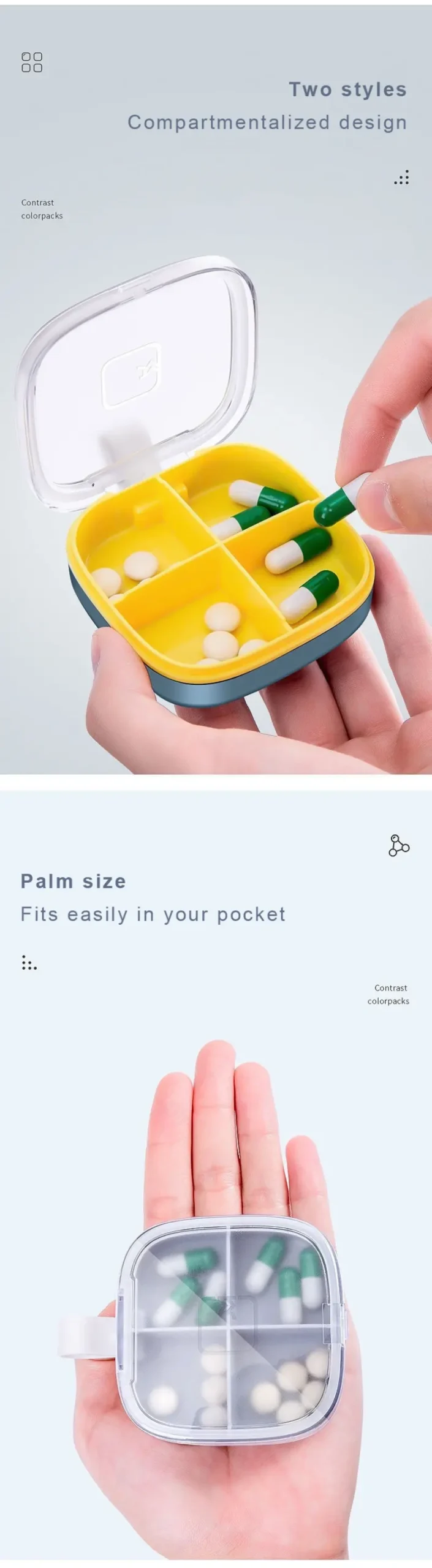 Flip Top 4 Compartment Pill Organizer – BS0846J (2)