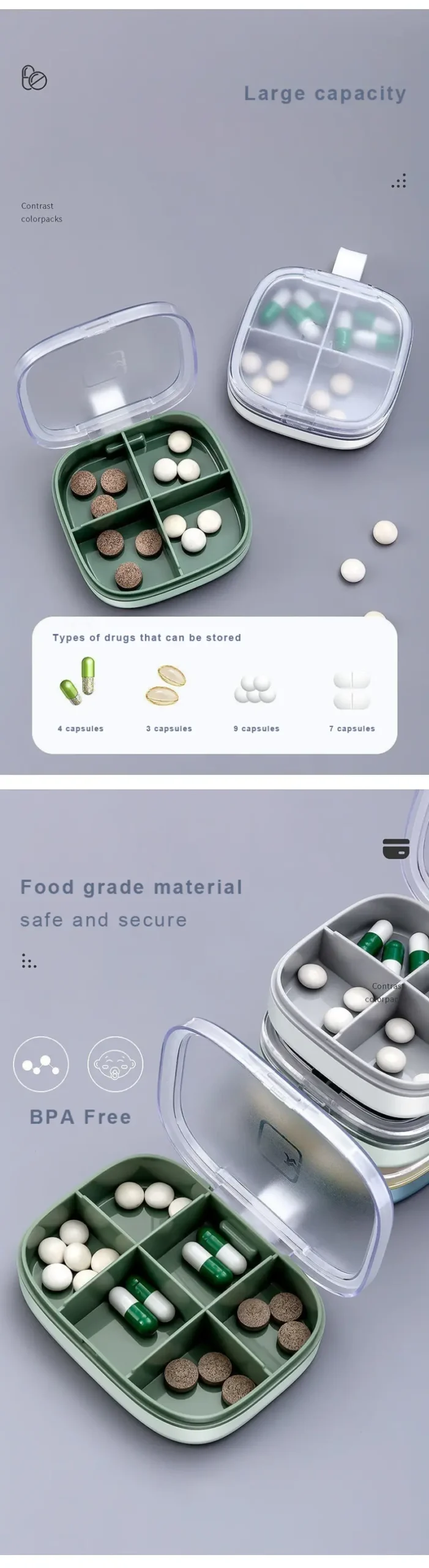 Flip Top 4 Compartment Pill Organizer – BS0846J (4)