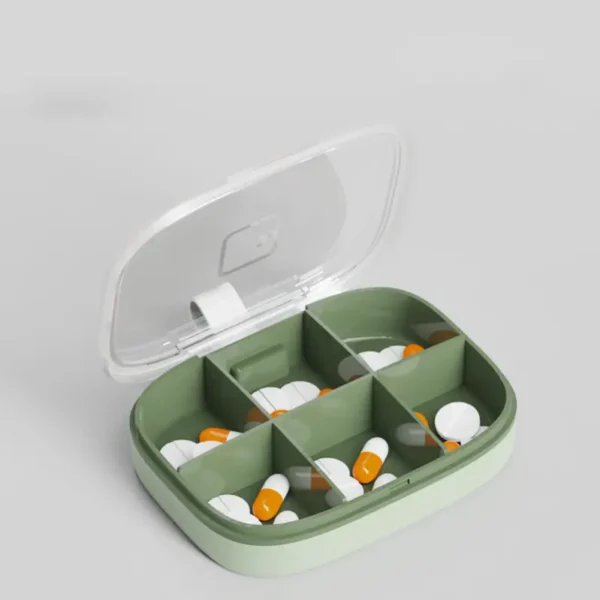 Hot Selling High Quality 6 Compartment Pill Box Portable Pill Organizer Waterproof Pill Case (6)
