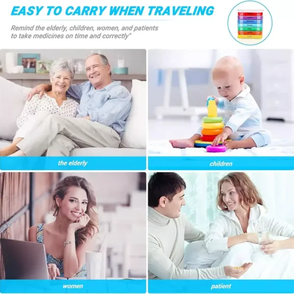 Hot Selling Travel Sized 28 Day 4 Time Pill Organizer 170g Rainbow PS Plastic Medicine Container Weekly Pill Storage Cases (1) (2)