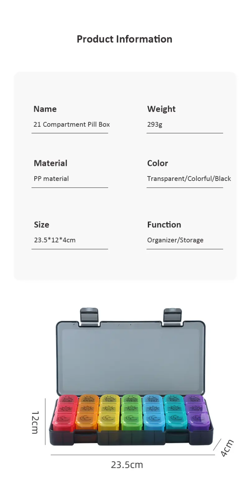 Large Capacity 7 Day Pill Organizer BS1220J (2)