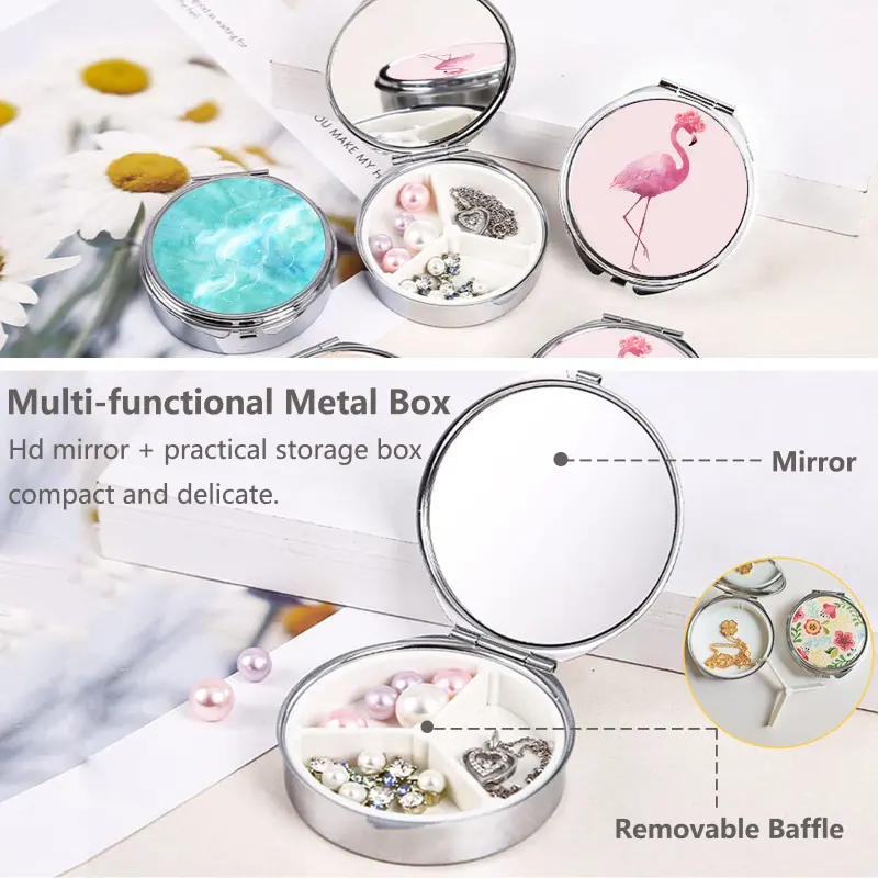 Metal Pill Box with Mirror (4)