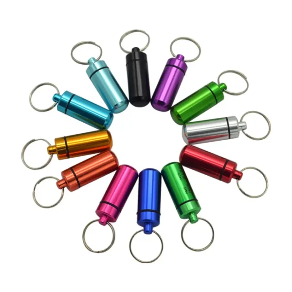 Mini Aluminum Pill Holder with Keyring (2)