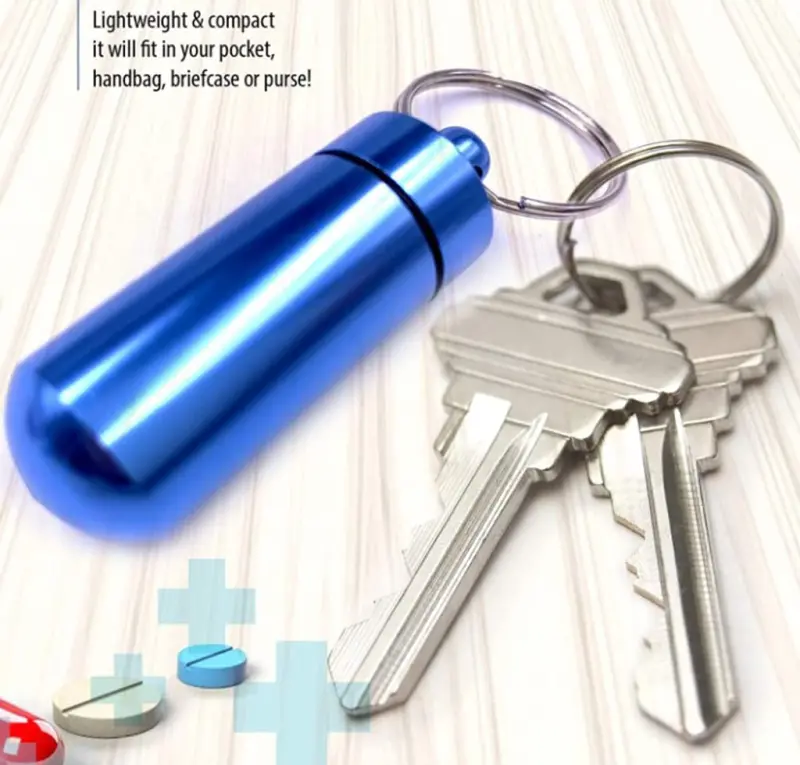 Mini Aluminum Pill Holder with Keyring (5)