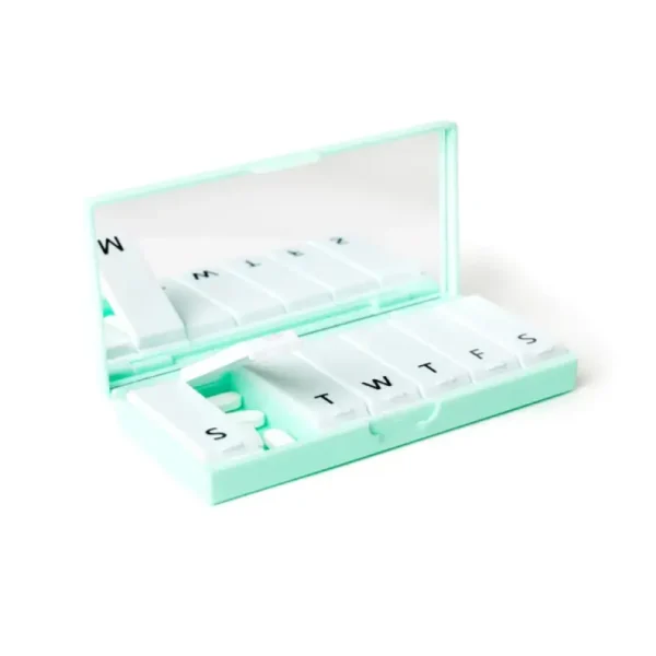 Minimalistic Pill Box 7 Day Supplement Organizer with Compact Mirror (1)