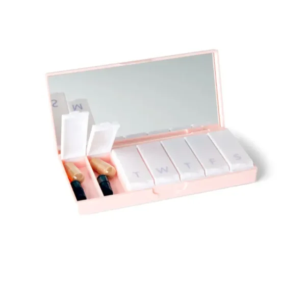 Minimalistic Pill Box 7 Day Supplement Organizer with Compact Mirror (2)