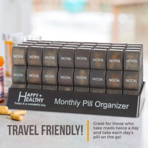 Month Pill Box Organizer 4 Times a Day Morning Noon Evening Night Large 32 Daily Pill Cases Travel Monthly Pill Organizer (1)