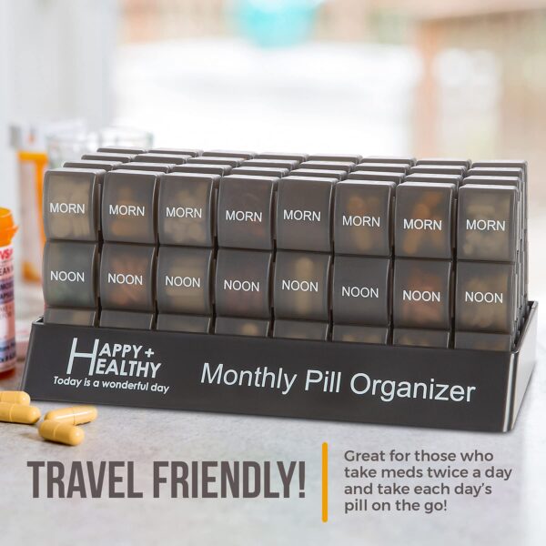 Month Pill Box Organizer 4 Times a Day Morning Noon Evening Night Large 32 Daily Pill Cases Travel Monthly Pill Organizer (1)