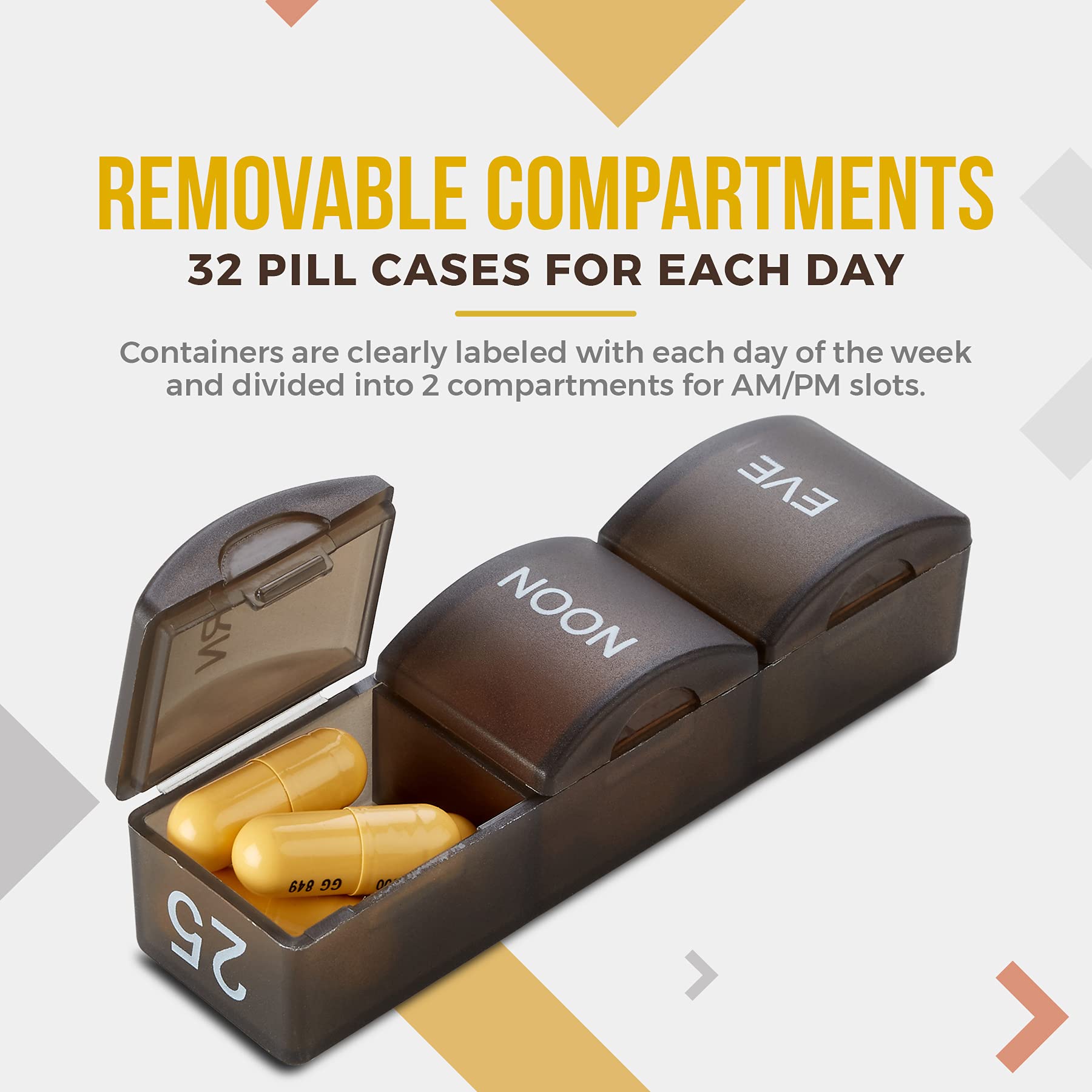 Month Pill Box Organizer 4 Times a Day Morning Noon Evening Night Large 32 Daily Pill Cases Travel Monthly Pill Organizer (4)