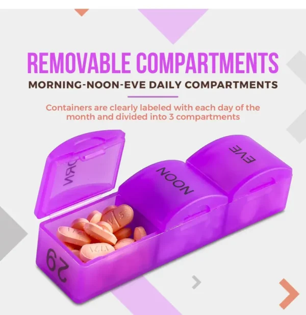 Month Pill Box Organizer 4 Times a Day Morning Noon Evening Night Large 32 Daily Pill Cases Travel Monthly Pill Organizer (5)