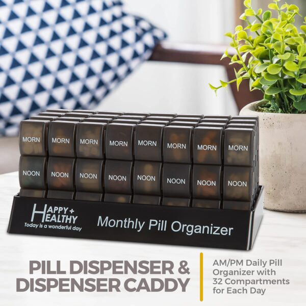 Month Pill Box Organizer 4 Times a Day Morning Noon Evening Night Large 32 Daily Pill Cases Travel Monthly Pill Organizer (6)