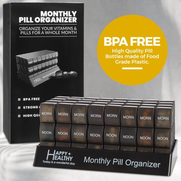 Month Pill Box Organizer 4 Times a Day Morning Noon Evening Night Large 32 Daily Pill Cases Travel Monthly Pill Organizer (7)