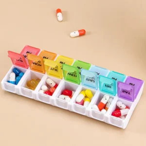 Portable 7 Day Pill Box with AMPM Compartments (10)
