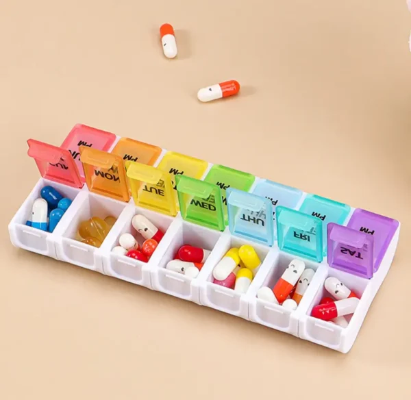 Portable 7 Day Pill Box with AMPM Compartments (10)